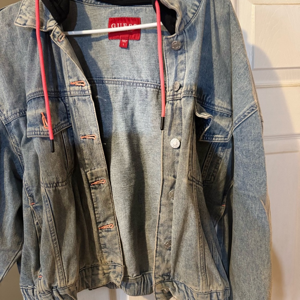 Guess Denim Jacket with Pink Accents